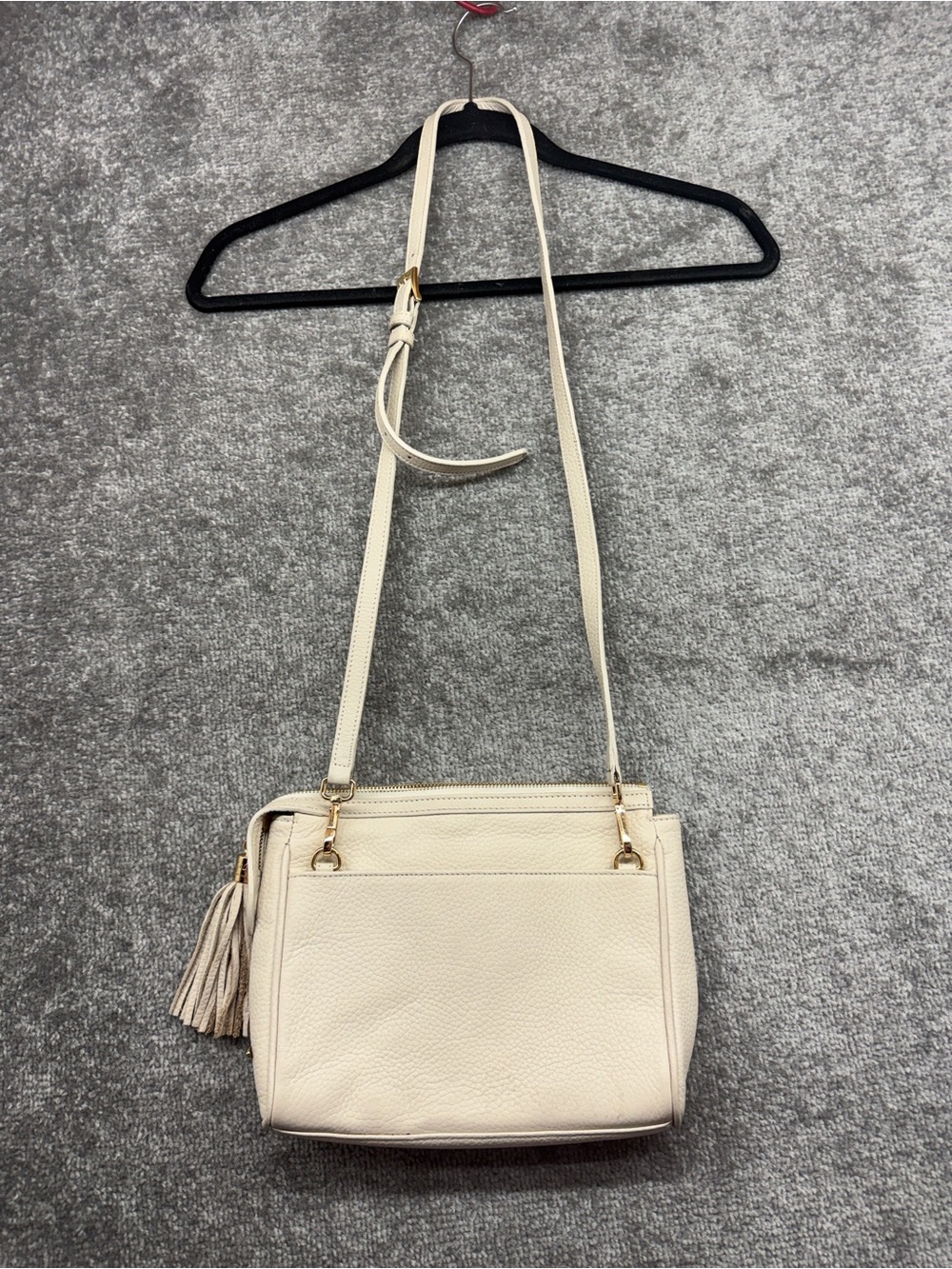 Gigi New York Crossbody Bag Leather Purse Black Ivory Tassel Haircalf Spotted - Picture 9 of 15